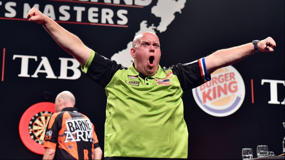 Michael Van Gerwen celebrates in New Zealand (PDC/Photosport)